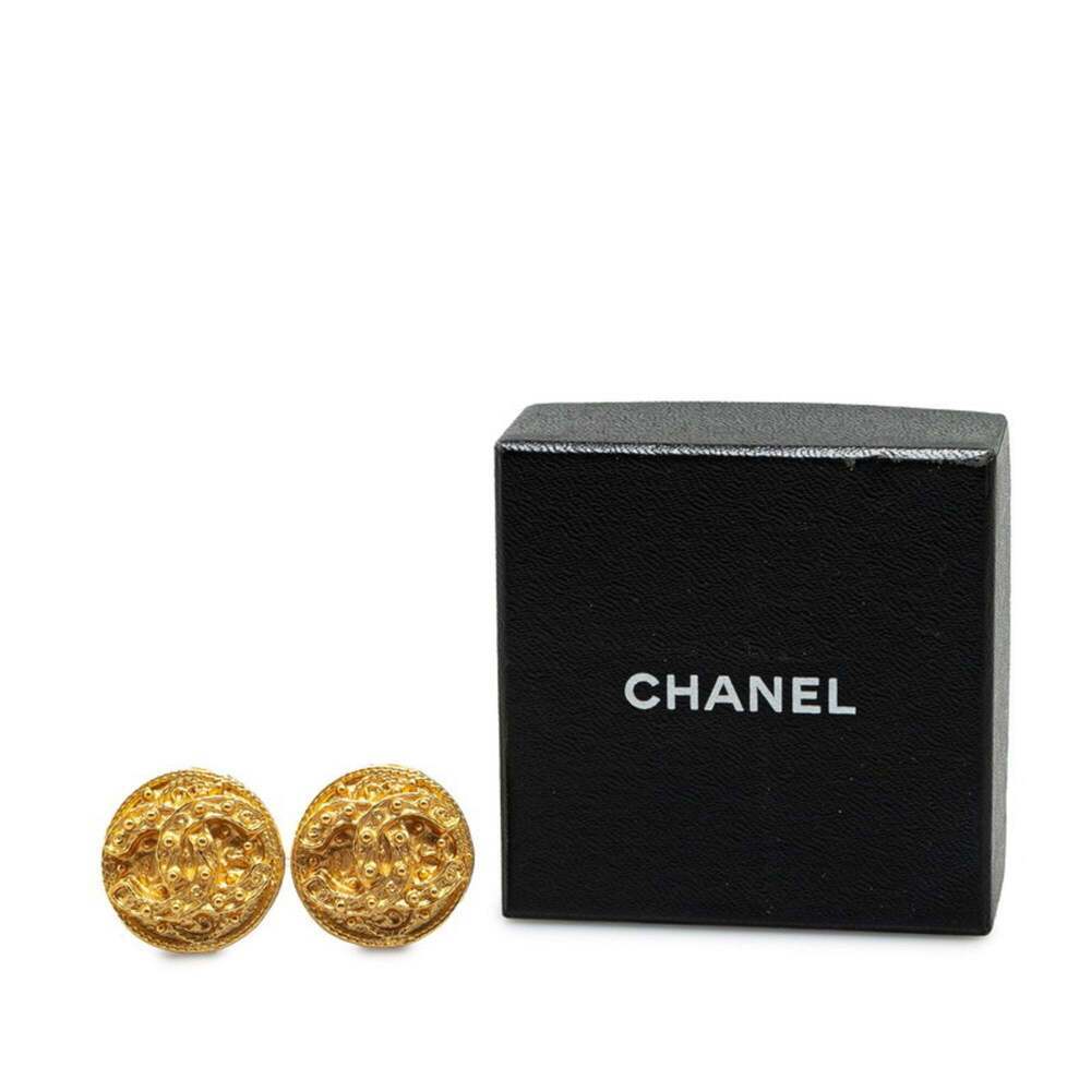 CHANEL Authentic Gold Logo Earrings - Picture 4 of 4